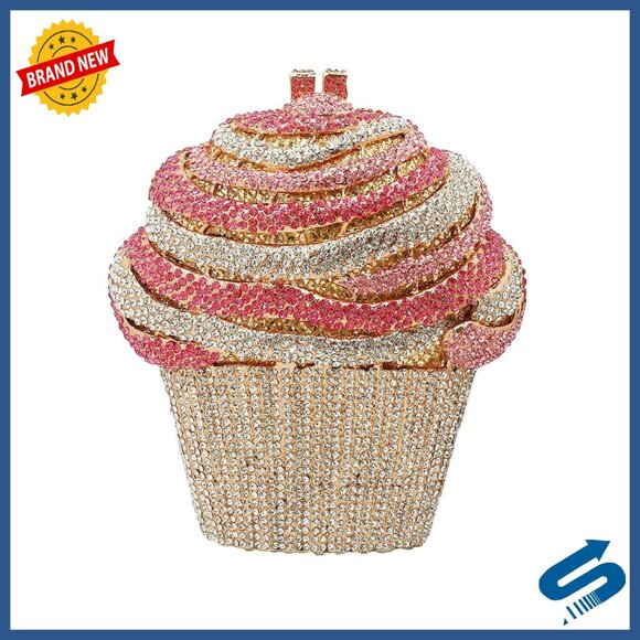 Rhinestone Ice Cream Clutch Evening Bag with Detachable Chain
